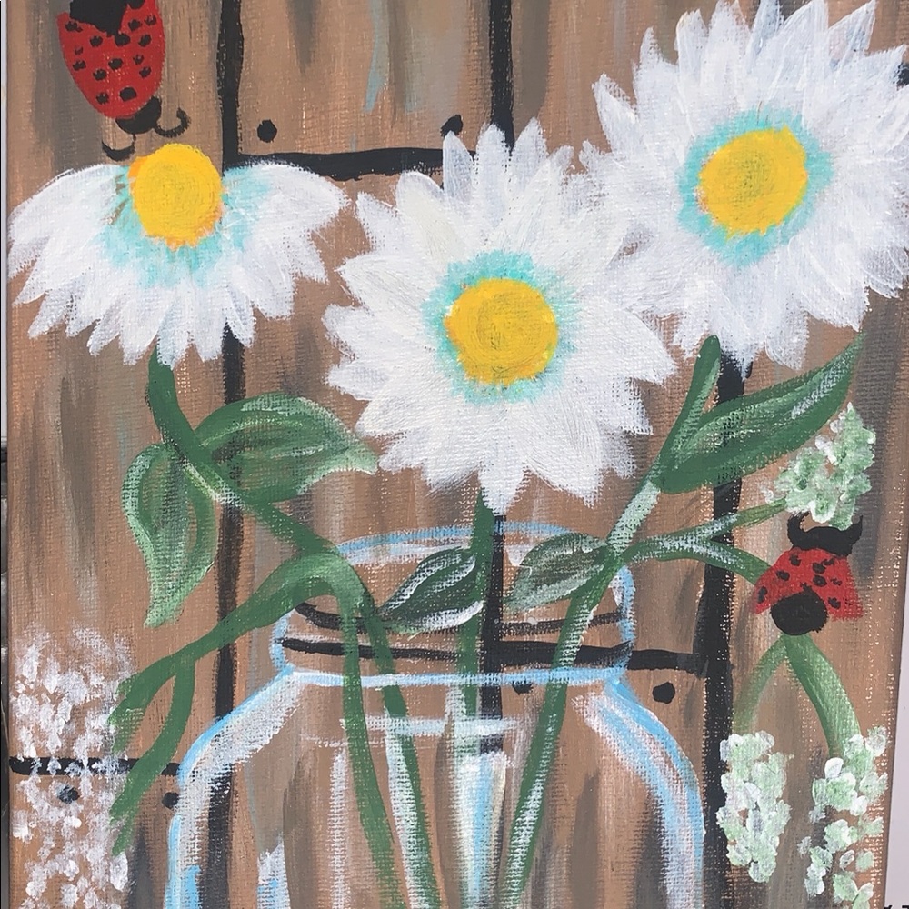 Acrylic daisy paint on canvas.